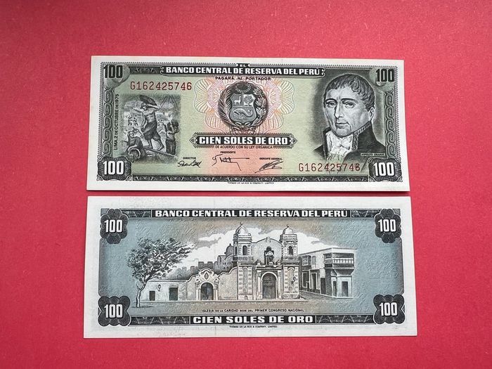 Peru  100 Soles  1975  ( uncirculated )