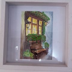 Watercolour - Bench under window