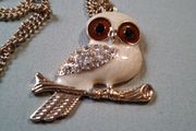 Gold tone owl pendant necklace