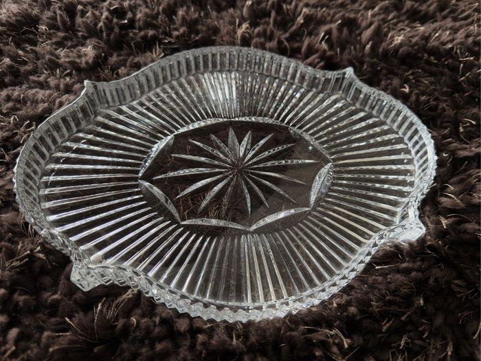 Waterford Crystal Seahorse Scalloped Oval Vanity Dresser Tray Relish Dish
