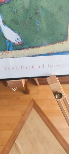 Framed Vintage  titled "Four Orchard Geese" by artist Elena Gomez.from the 1990s, specifically referenced in 1999.