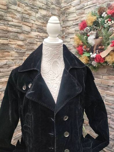 Steilmann black corduroy overcoat size 12 Postage included