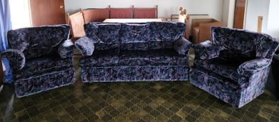 Three seater sofa and 2 armchairs