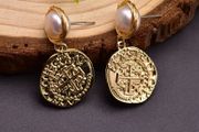 Gold plated Earrings fresh Water Pearl Ethnic Jewelry