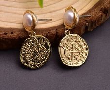 Gold plated Earrings fresh Water Pearl Ethnic Jewelry