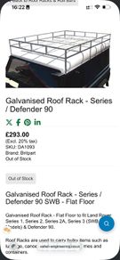 Landrover Series 1, Series 2, Series 2A, Series 3 (SWB Models) & Defender 90 roof rack and ladder