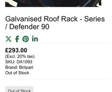 Landrover Series 1, Series 2, Series 2A, Series 3 (SWB Models) & Defender 90 roof rack and ladder