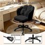 Cute Petal Desk Chair Velvet Vanity Chair with Bow Cushion,Butterfly Home Office Chairs for Bedroom Computer Task Chairs with Back(Black) Image 4