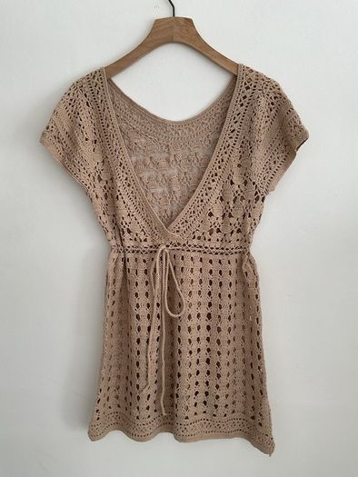 Crochet top/tunic /beachwear 100% cotton size large 12/14