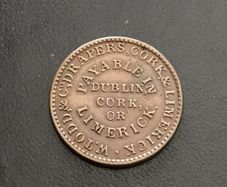1834 Todd Burns & Co Drapers Farthing Token - Dublin Cork Limerick