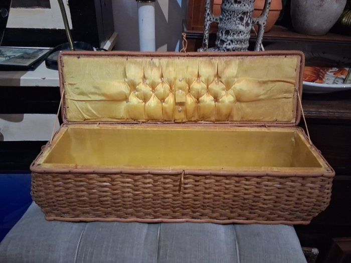 Wicker and Needlepoint Sewing basket