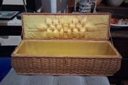 Wicker and Needlepoint Sewing basket