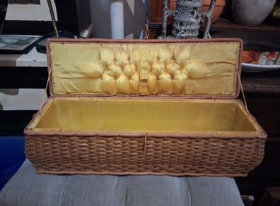 Wicker and Needlepoint Sewing basket