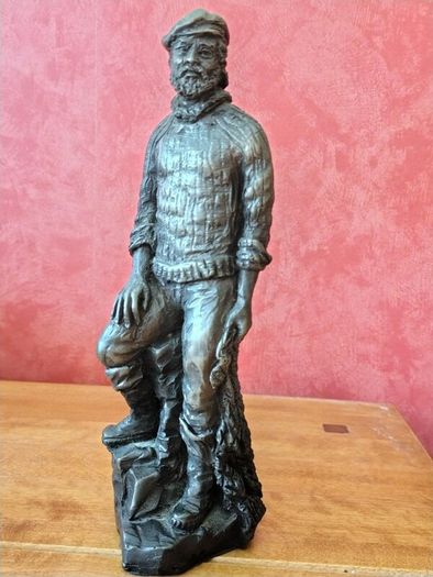John Letts Fisherman Bronze Resin Sculpture