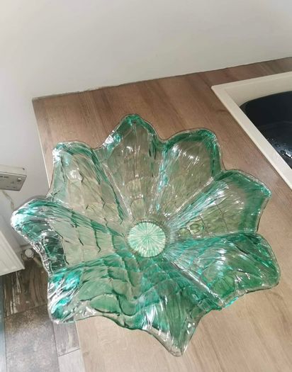 Murano Glass Green Vintage Fruit Bowl Perfect Condition