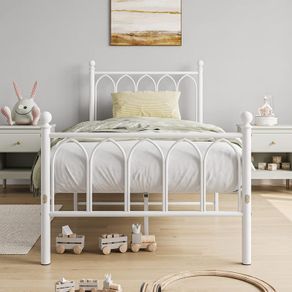 Single Bed white 90 x 190 metal