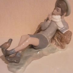 Vintage Lladro Boy on a Log