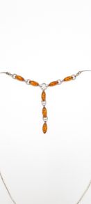 Natural Cognac Baltic Amber And Sterling Silver Necklace