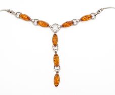Natural Cognac Baltic Amber And Sterling Silver Necklace