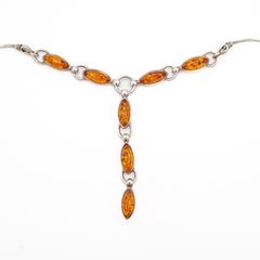 Natural Cognac Baltic Amber And Sterling Silver Necklace