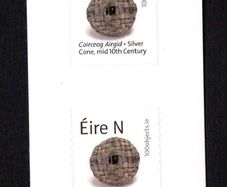 2021 Ireland 100 Objects Silver Cone Self-adhesive Definitive Stamp ex booklet by Philatelic Bureau Pair Mint Never Hinged (MNH)