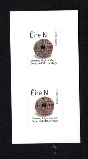 2021 Ireland 100 Objects Silver Cone Self-adhesive Definitive Stamp ex booklet by Philatelic Bureau Pair Mint Never Hinged (MNH)