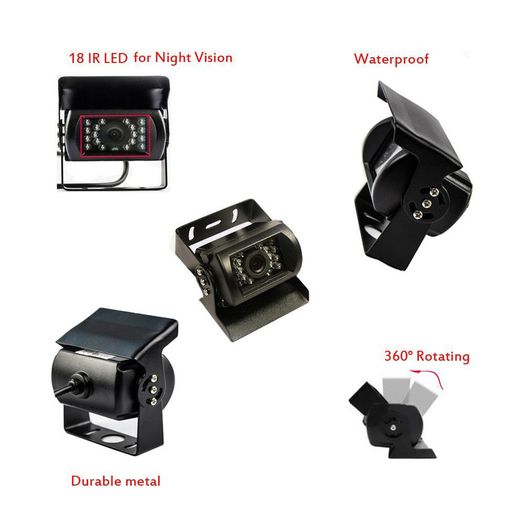 7" HD LCD Monitor + Rear view Car Camera Parking Night Vision Waterproof Backup Camera For Bus Truck RV Trailer for Camper Van Bus Truck Rear View Display