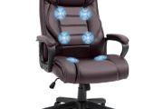 Vinsetto 6 Points Vibration Massage Executive Office Chair Extra Padded Swivel Ergonomic High Back Desk Chair, Brown