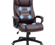 Vinsetto 6 Points Vibration Massage Executive Office Chair Extra Padded Swivel Ergonomic High Back Desk Chair, Brown