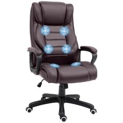 Vinsetto 6 Points Vibration Massage Executive Office Chair Extra Padded Swivel Ergonomic High Back Desk Chair, Brown