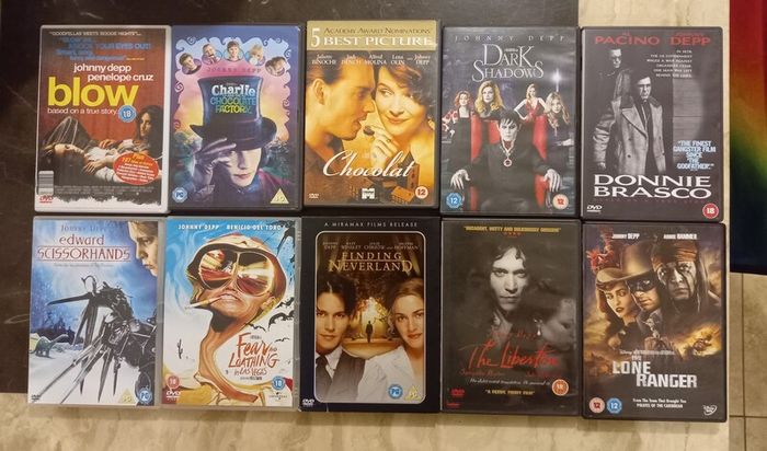 Johnny Depp Dvd Collection Pirates of the Caribbean Edward Scissorhands Blow Rum Diary Etc.