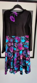 Halloween dress size L colourful sculs plus hair band