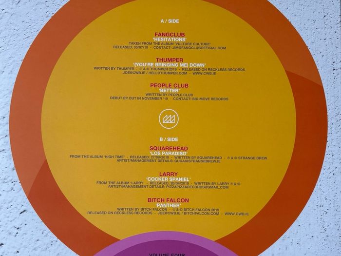 Dublin Vinyl IV. Irish compilation album featuring Thumper, Fangclub, Squarehead, Larry, People Club and Bitch Falcon. Like new.