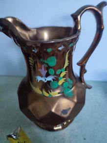 Antique large Copper Lustre Staffordshire Pottery