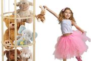 Stuffed Animal Zoo Holder with with Elastic Band, Space Save Plush Organizer for Nursery Room, Kids Room, Playroom &amp; living Room (Round)