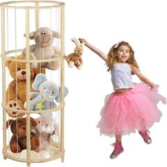 Stuffed Animal Zoo Holder with with Elastic Band, Space Save Plush Organizer for Nursery Room, Kids Room, Playroom & living Room (Round)