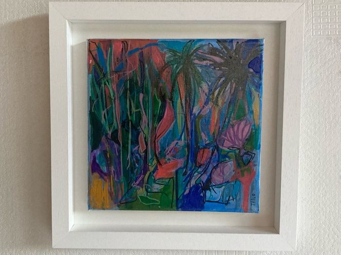 FREE Frame Original Art Original Painting Tropical Art Botanical Art Blue Painting