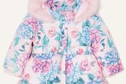 Monsoon Baby Floral Padded Puffball Coat Pink