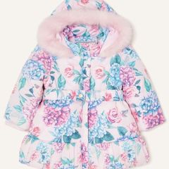 Monsoon Baby Floral Padded Puffball Coat Pink