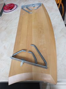 Teak Thick Shelf & 2 Brushed Chrome Brackets.  In Good condition.