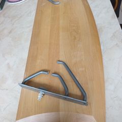 Teak Thick Shelf & 2 Brushed Chrome Brackets.  In Good condition.