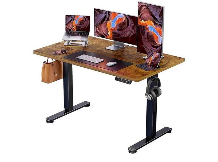 Electric Standing Desk Height Adjustable 120 x 60cm, Sit Stand Desk with 4 Memory Smart Pannel for Home Office with Splice Board
