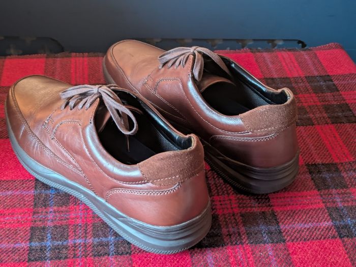 M&S Wide Fit Leather Shoes - Brown - Size 9.5 UK (Excellent Condition)