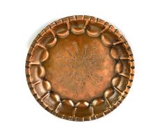Antique Hand Etched Hammered Copper Wall Plate