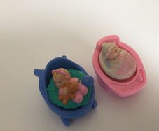 Vintage Fisher Price Baby Figures with Chair and stroller