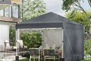 3x3 Pop Up Gazebo with Sidewalls Adjustable Garden Patio Party Tent Dark Grey