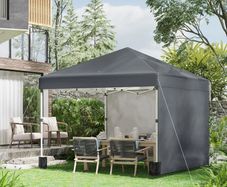 3x3 Pop Up Gazebo with Sidewalls Adjustable Garden Patio Party Tent Dark Grey