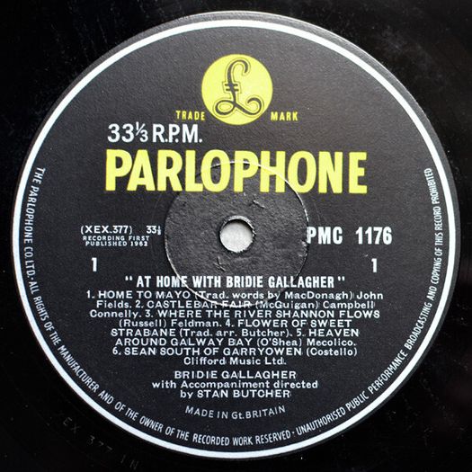 Bridie Gallagher - At Home With Bridie Gallagher LP 1962