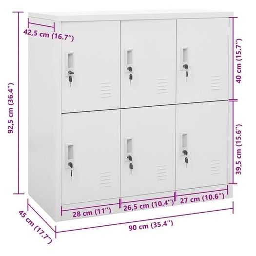 Locker Cabinet Light Grey and Red 90x45x92.5 cm Steel