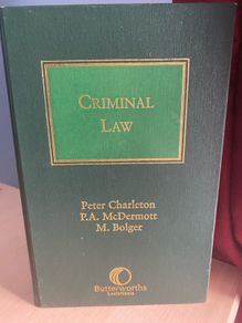 Criminal Law by Peter Charleton P.A. McDermott and M. Bolger